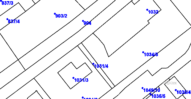 Parcela st. 1031/1 v KÚ Ráj, Katastrální mapa