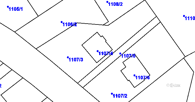 Parcela st. 1107/4 v KÚ Ráj, Katastrální mapa
