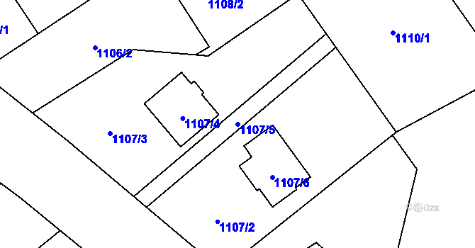 Parcela st. 1107/5 v KÚ Ráj, Katastrální mapa