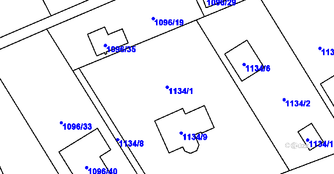 Parcela st. 1134/1 v KÚ Ráj, Katastrální mapa