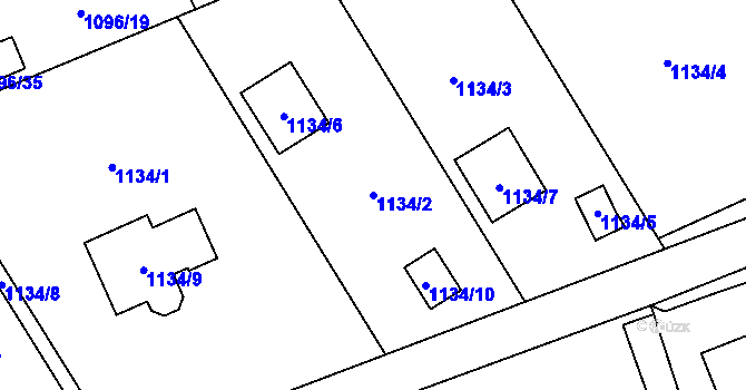 Parcela st. 1134/2 v KÚ Ráj, Katastrální mapa