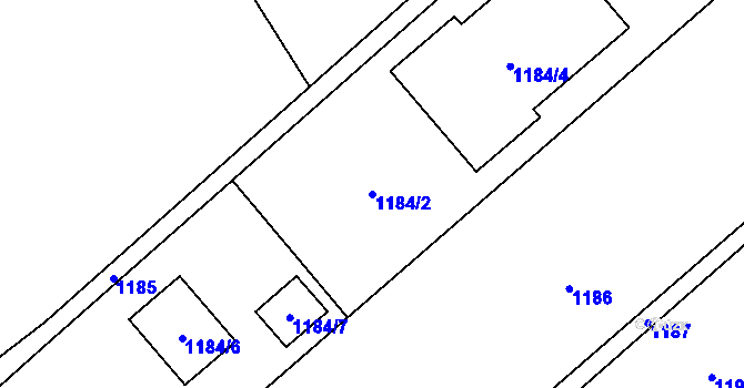 Parcela st. 1184/2 v KÚ Ráj, Katastrální mapa