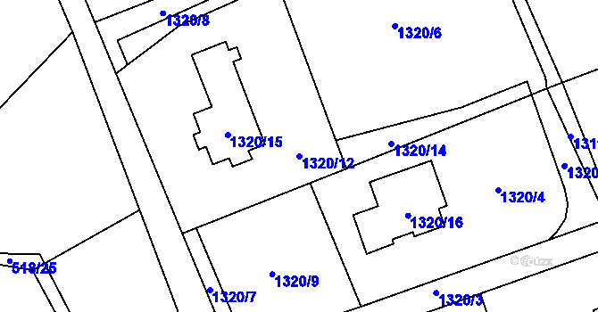 Parcela st. 1320/12 v KÚ Ráj, Katastrální mapa
