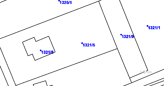 Parcela st. 1321/5 v KÚ Ráj, Katastrální mapa