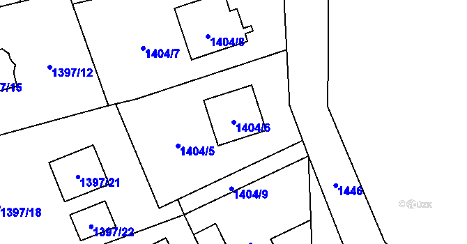 Parcela st. 1404/6 v KÚ Ráj, Katastrální mapa