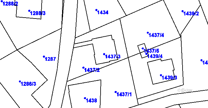 Parcela st. 1437/3 v KÚ Ráj, Katastrální mapa
