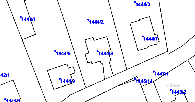 Parcela st. 1444/8 v KÚ Ráj, Katastrální mapa