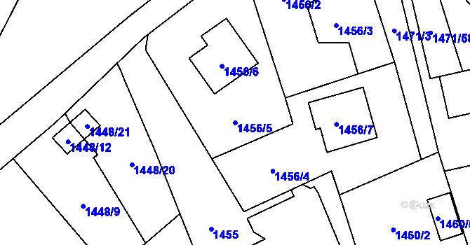 Parcela st. 1456/5 v KÚ Ráj, Katastrální mapa