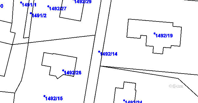 Parcela st. 1492/14 v KÚ Ráj, Katastrální mapa