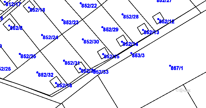 Parcela st. 852/15 v KÚ Ráj, Katastrální mapa