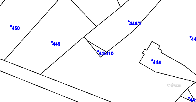 Parcela st. 446/10 v KÚ Ráj, Katastrální mapa