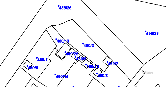 Parcela st. 460/3 v KÚ Ráj, Katastrální mapa