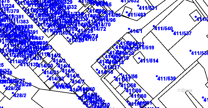 Parcela st. 414/87 v KÚ Ráj, Katastrální mapa