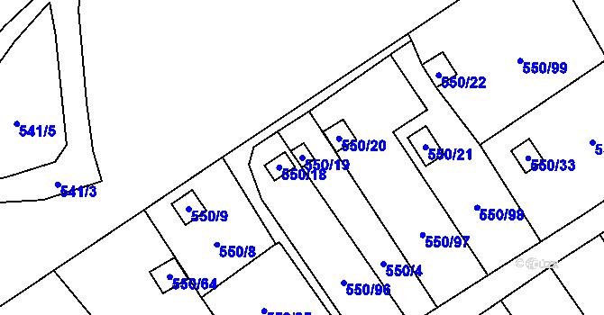 Parcela st. 550/19 v KÚ Ráj, Katastrální mapa