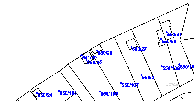 Parcela st. 550/26 v KÚ Ráj, Katastrální mapa