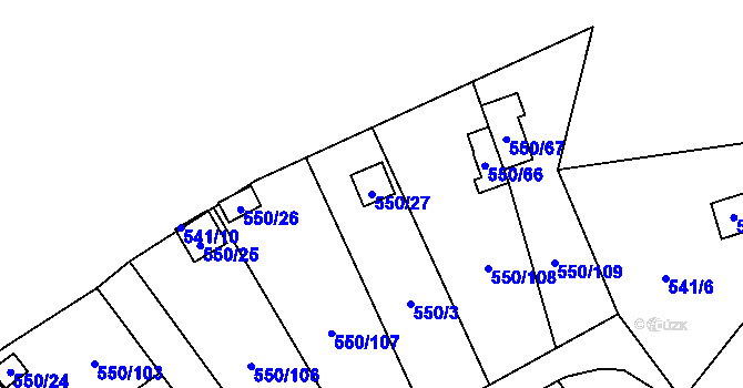 Parcela st. 550/27 v KÚ Ráj, Katastrální mapa