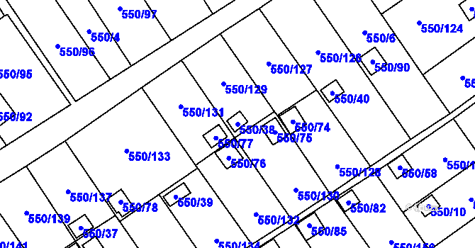 Parcela st. 550/38 v KÚ Ráj, Katastrální mapa