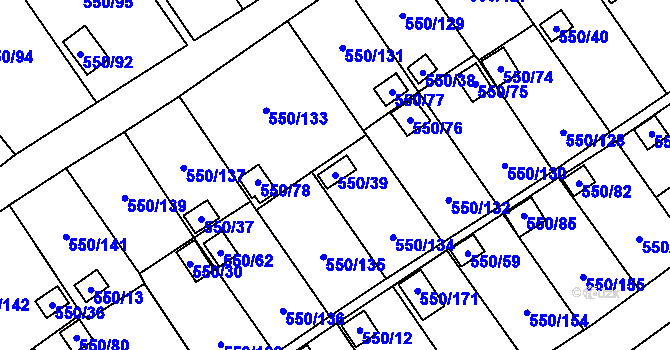 Parcela st. 550/39 v KÚ Ráj, Katastrální mapa