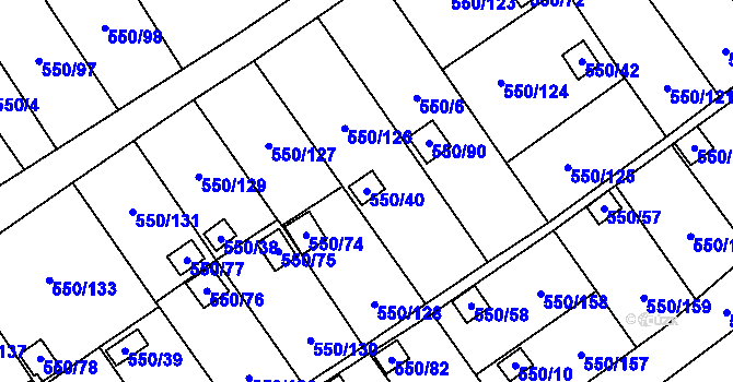 Parcela st. 550/40 v KÚ Ráj, Katastrální mapa