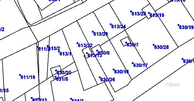 Parcela st. 630/6 v KÚ Ráj, Katastrální mapa