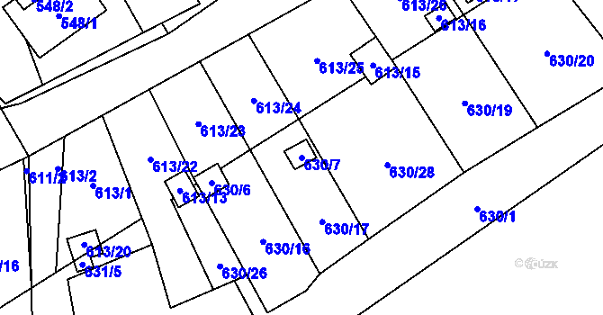 Parcela st. 630/7 v KÚ Ráj, Katastrální mapa