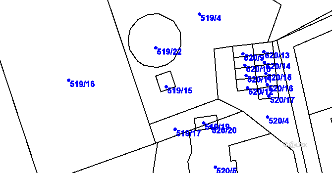 Parcela st. 519/15 v KÚ Ráj, Katastrální mapa