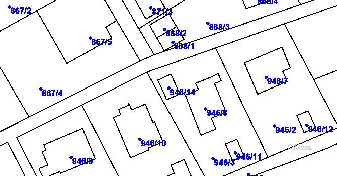 Parcela st. 946/14 v KÚ Ráj, Katastrální mapa