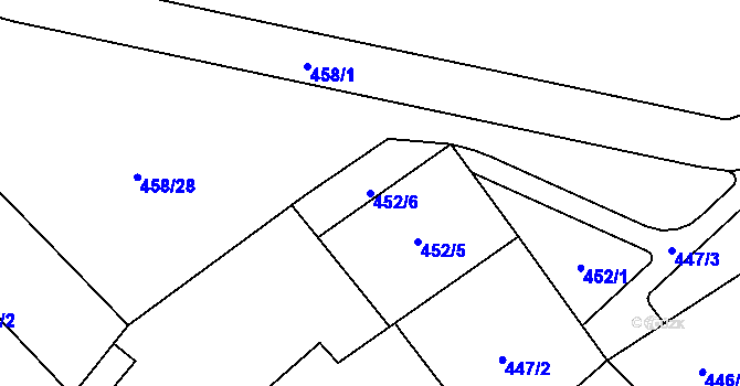 Parcela st. 452/6 v KÚ Ráj, Katastrální mapa