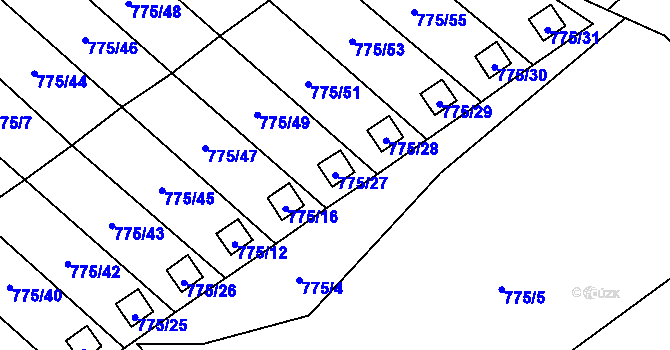 Parcela st. 775/27 v KÚ Ráj, Katastrální mapa