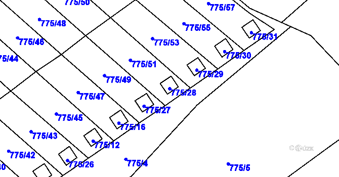 Parcela st. 775/28 v KÚ Ráj, Katastrální mapa