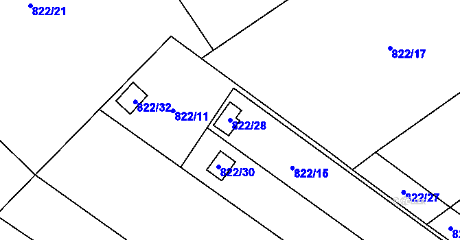 Parcela st. 822/28 v KÚ Ráj, Katastrální mapa