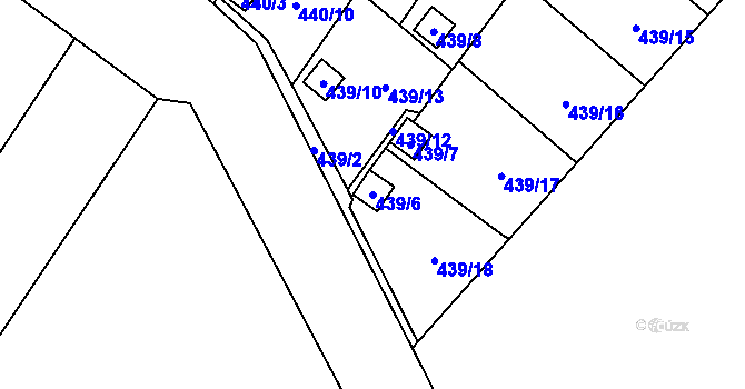 Parcela st. 439/6 v KÚ Ráj, Katastrální mapa