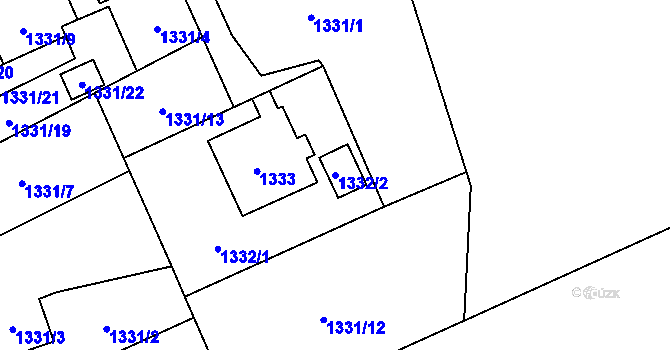 Parcela st. 1332/2 v KÚ Ráj, Katastrální mapa