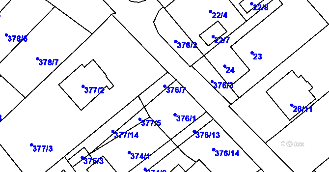 Parcela st. 376/7 v KÚ Ráj, Katastrální mapa