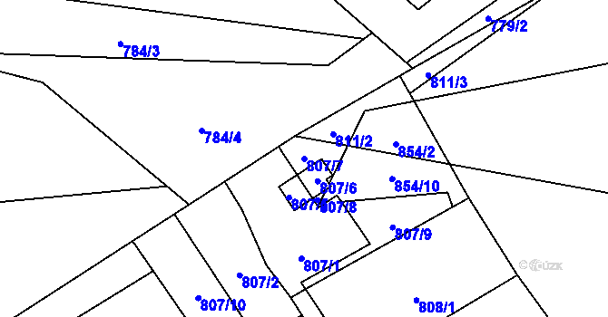Parcela st. 807/7 v KÚ Ráj, Katastrální mapa
