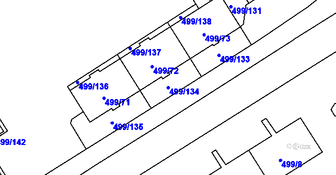 Parcela st. 499/134 v KÚ Ráj, Katastrální mapa