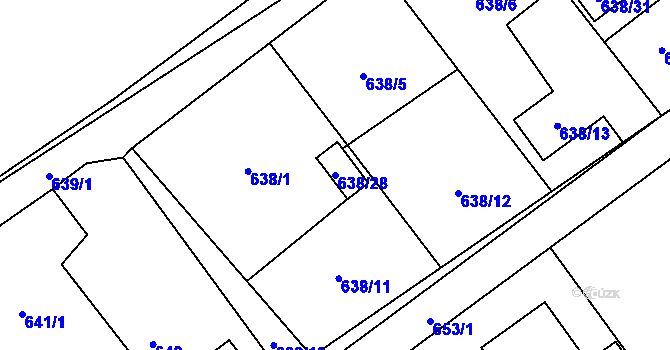 Parcela st. 638/28 v KÚ Ráj, Katastrální mapa