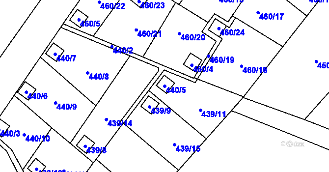Parcela st. 440/5 v KÚ Ráj, Katastrální mapa