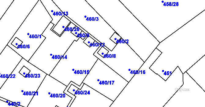 Parcela st. 460/8 v KÚ Ráj, Katastrální mapa