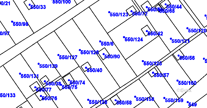 Parcela st. 550/90 v KÚ Ráj, Katastrální mapa