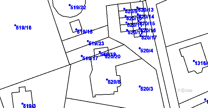 Parcela st. 520/20 v KÚ Ráj, Katastrální mapa
