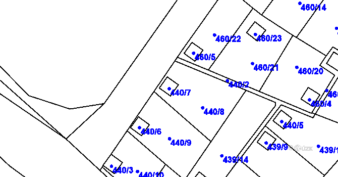 Parcela st. 440/7 v KÚ Ráj, Katastrální mapa