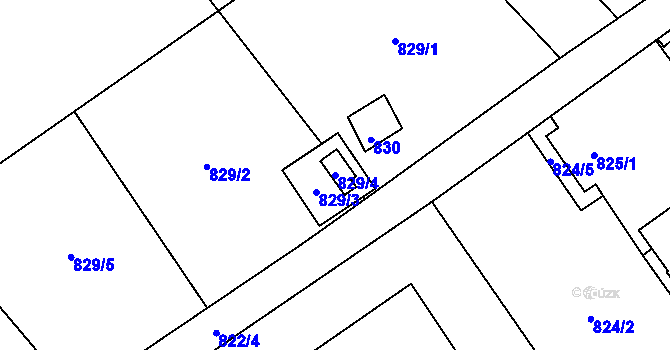 Parcela st. 829/4 v KÚ Ráj, Katastrální mapa