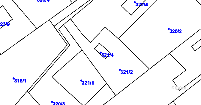 Parcela st. 321/4 v KÚ Ráj, Katastrální mapa