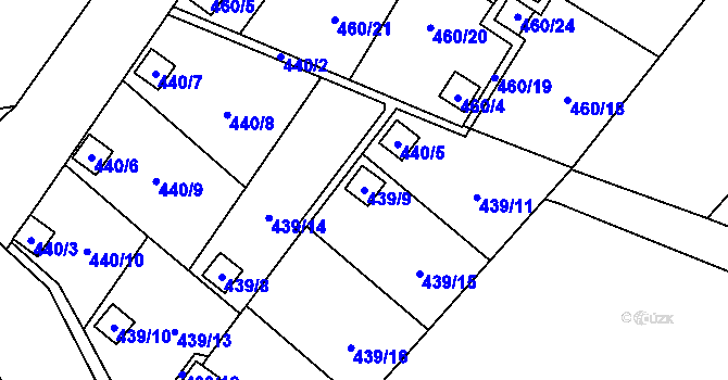 Parcela st. 439/9 v KÚ Ráj, Katastrální mapa