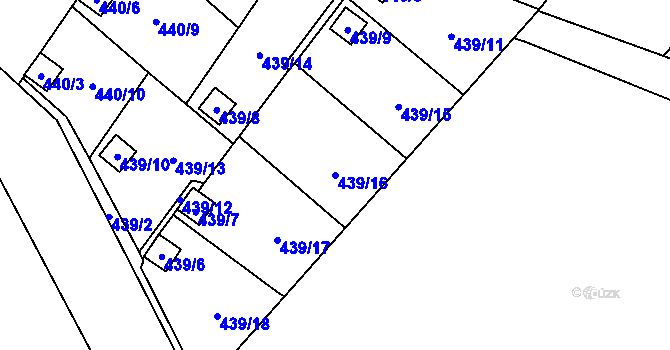 Parcela st. 439/16 v KÚ Ráj, Katastrální mapa