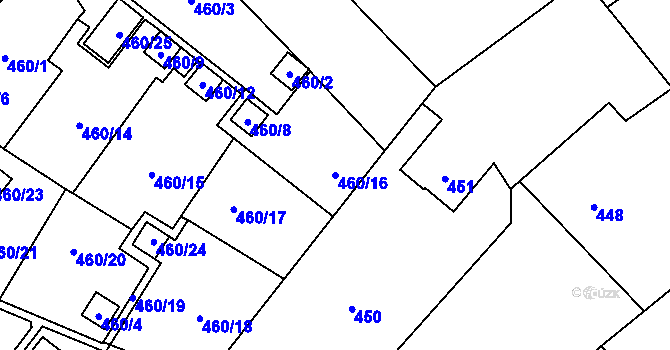 Parcela st. 460/16 v KÚ Ráj, Katastrální mapa