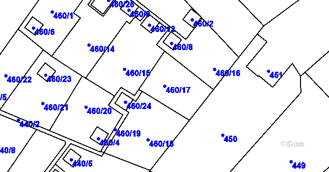 Parcela st. 460/17 v KÚ Ráj, Katastrální mapa