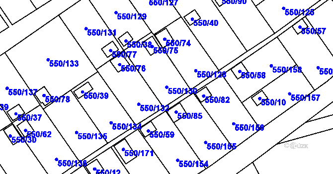 Parcela st. 550/130 v KÚ Ráj, Katastrální mapa