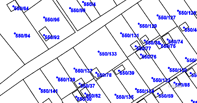 Parcela st. 550/133 v KÚ Ráj, Katastrální mapa
